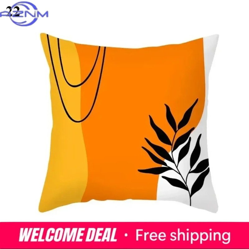 Century Textile & Sewing Supply Saskatoon Sk - غطاء وسادة بوهو برتقالي بتصميم تجريدي،