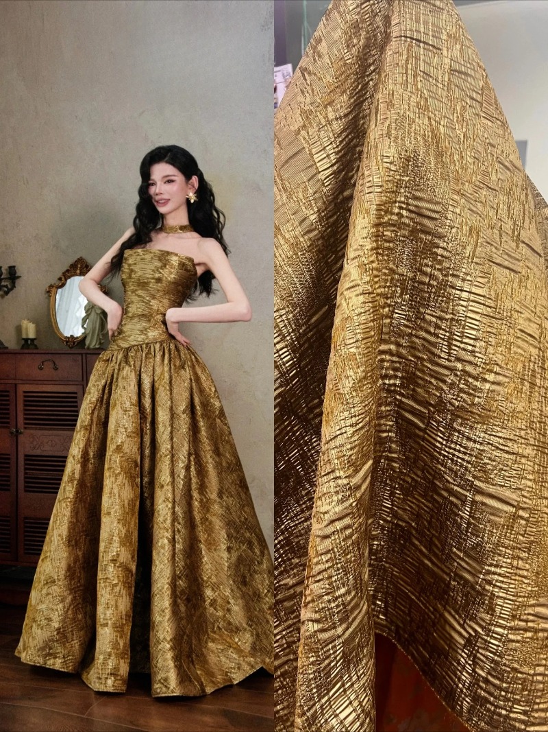 Vintage Sewing Textile - قماش جاكار غير منتظم بنقشة بني